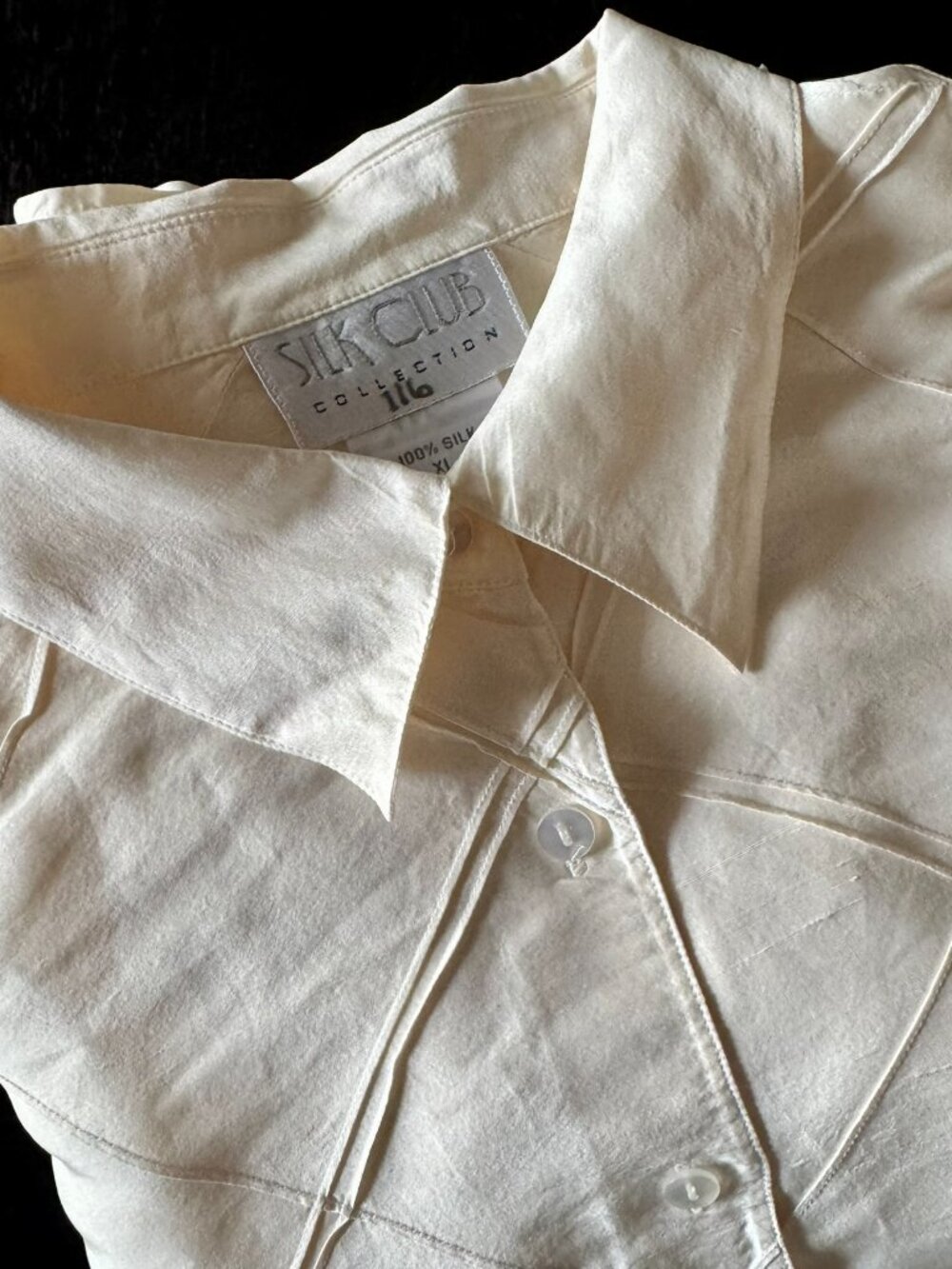 Silk Club Collection 100% Silk Ivory Blouse – XL - Picture 3 of 10